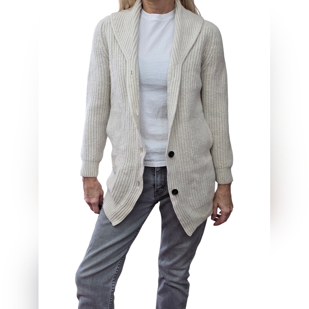 Wilfred Aritzia S Merino Wool Longline Shawl Collar Cardigan Cream